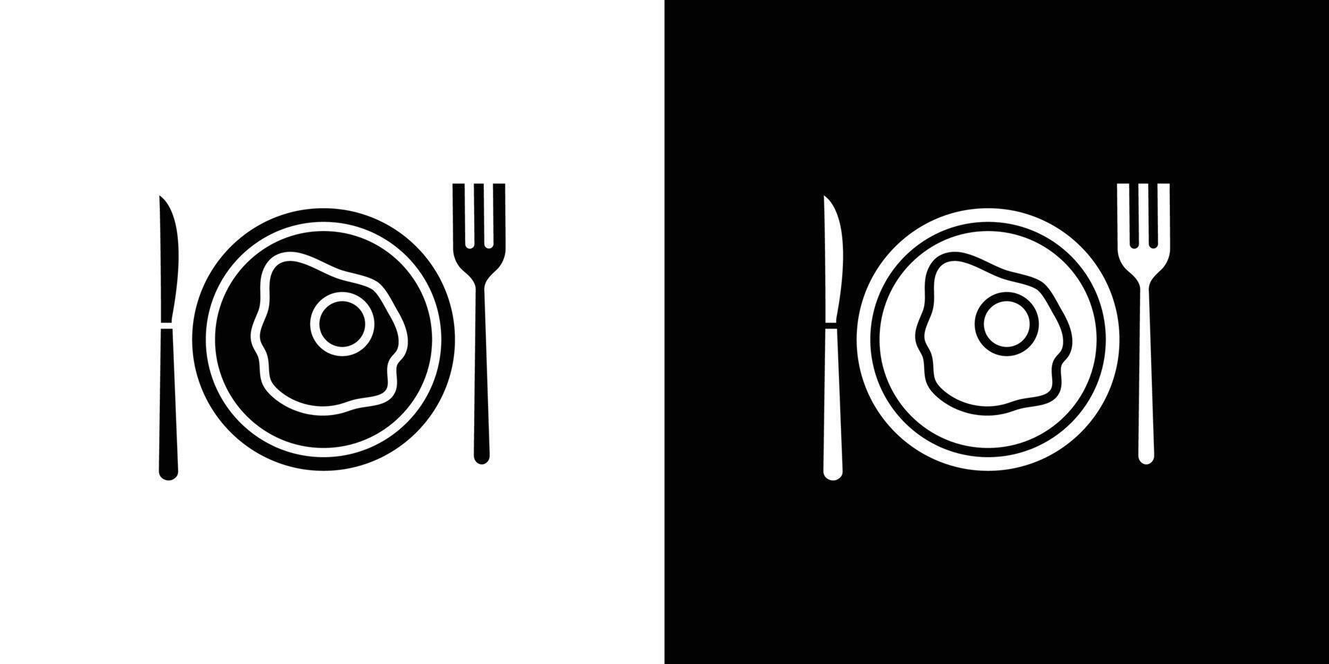 Egg on plate icon Isolated flat in outline vector