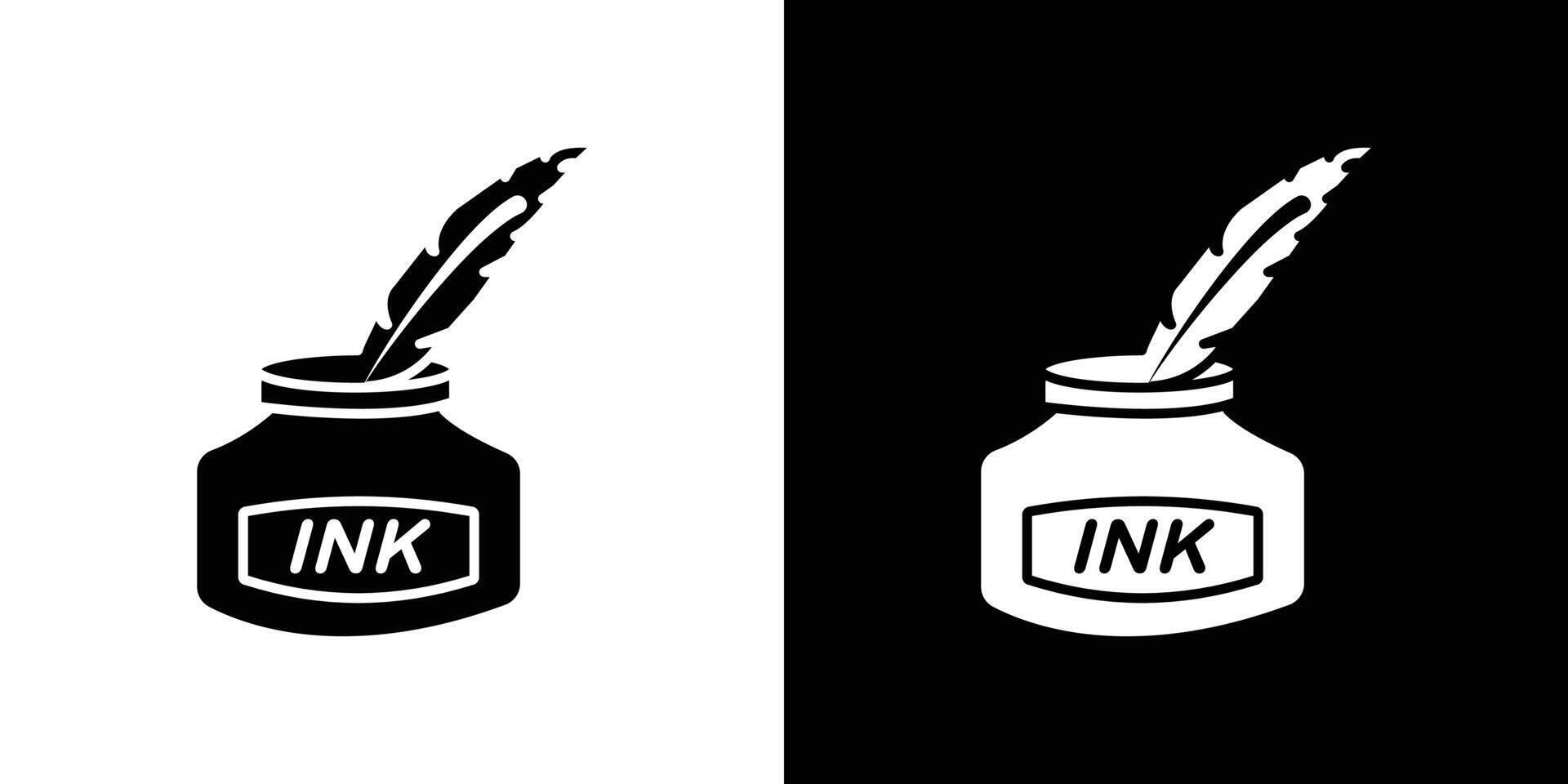Ink and quill icon Isolated flat in outline vector