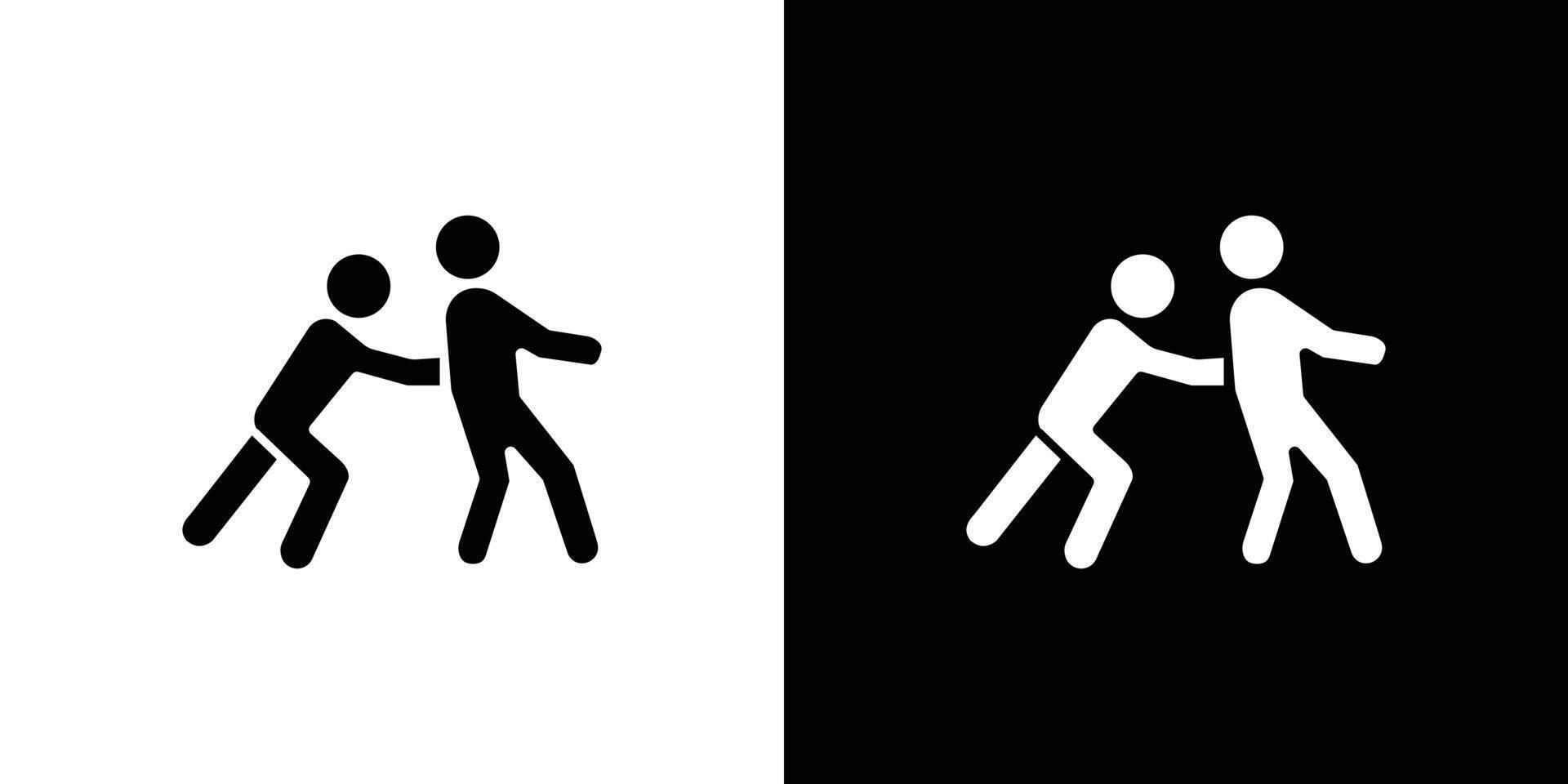 Man pushing another person icon Isolated flat in outline vector