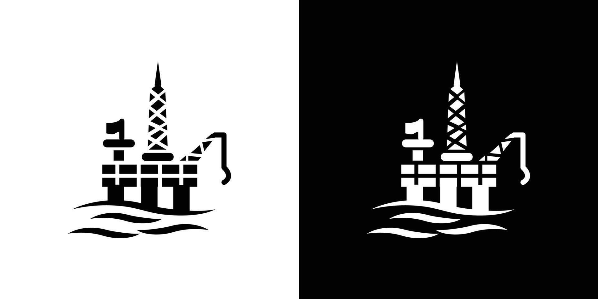 Oil platform icon Isolated flat in outline vector