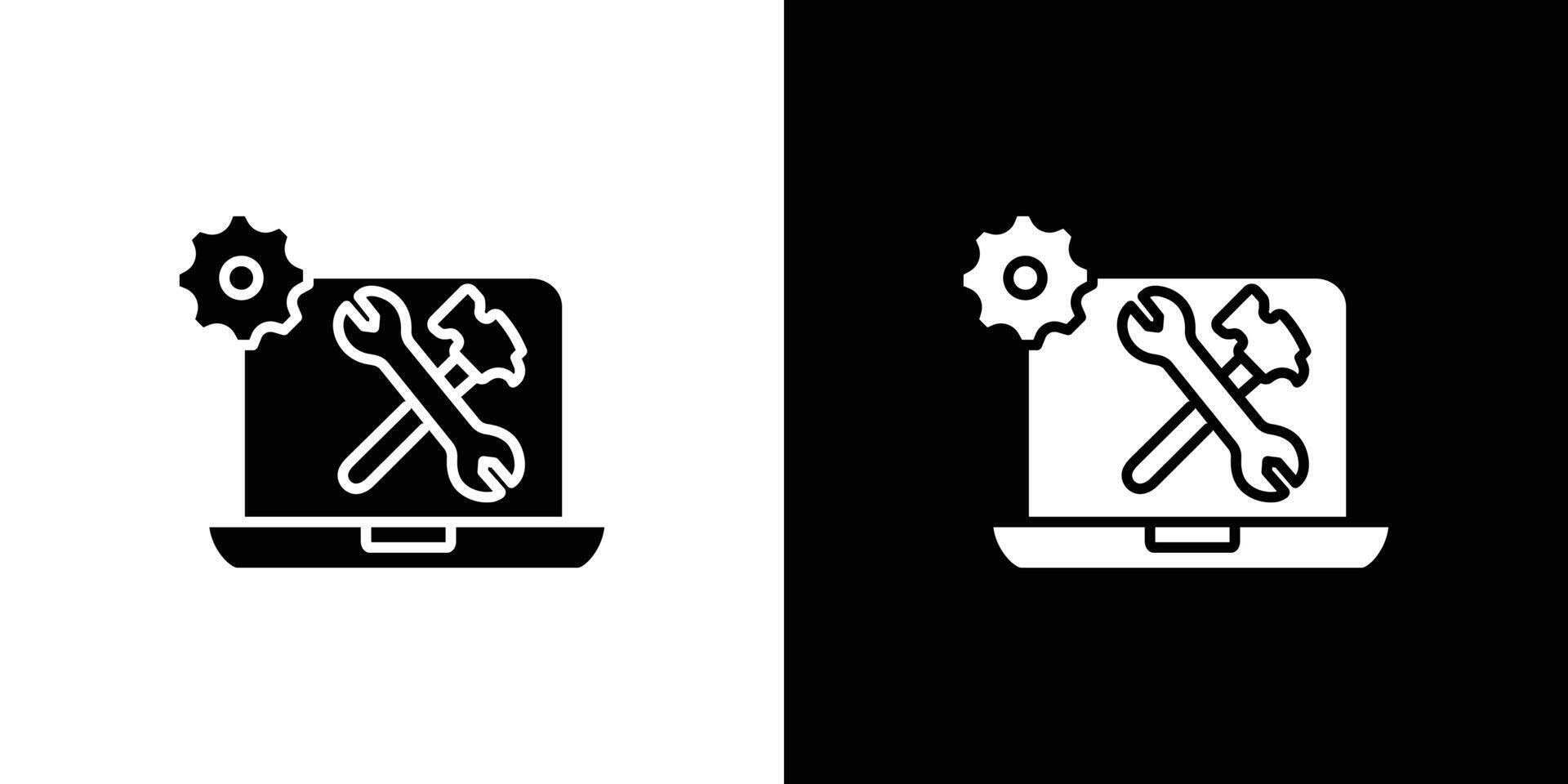 Repairing laptop icon Isolated flat in outline vector
