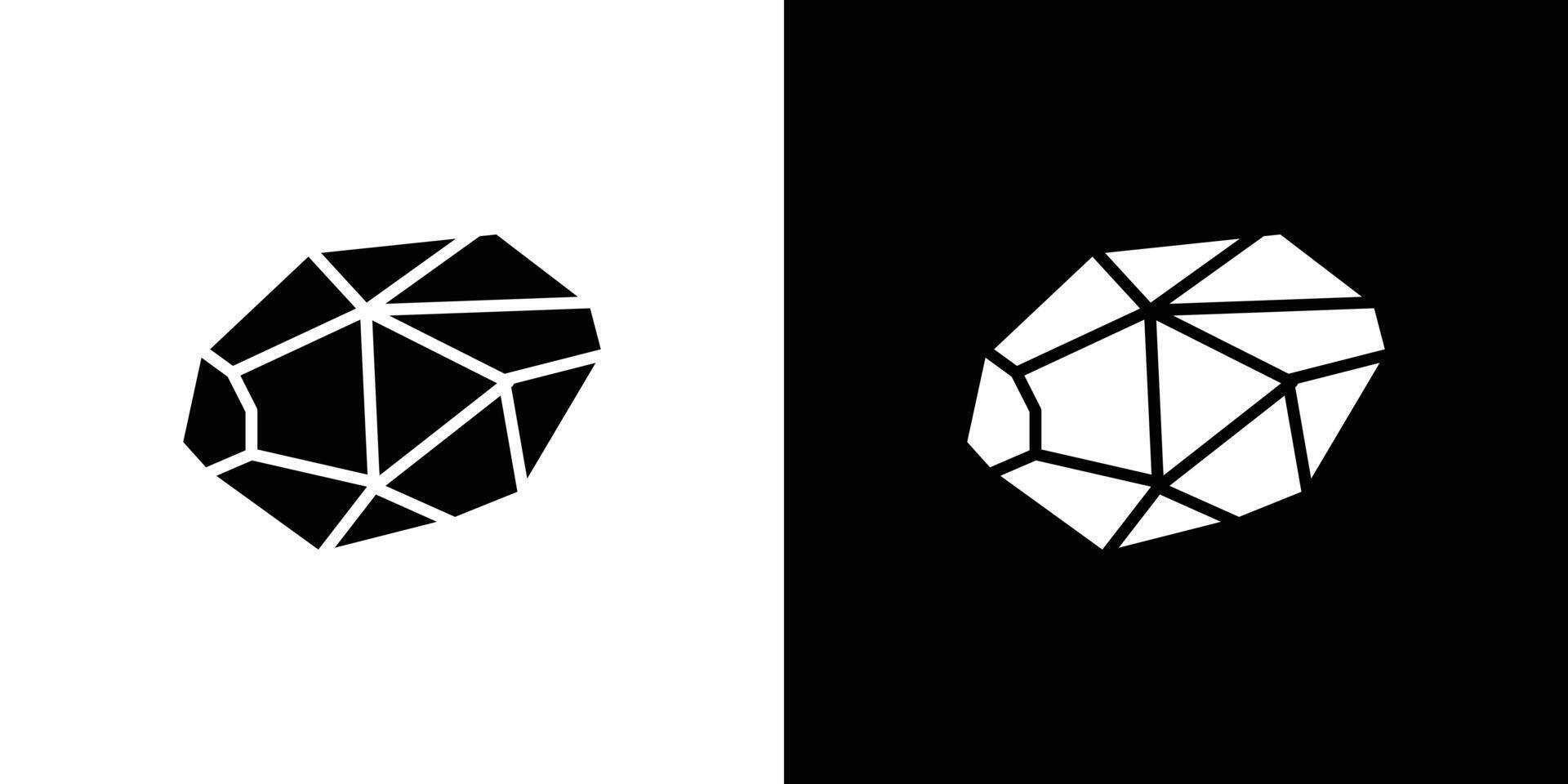 Rock stone crystal icon Isolated flat in outline vector