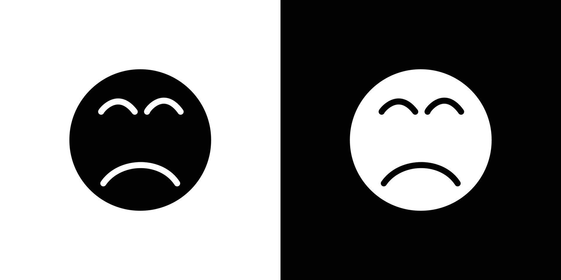 Sad, upset or lonely emoticon icon Isolated flat in outline vector