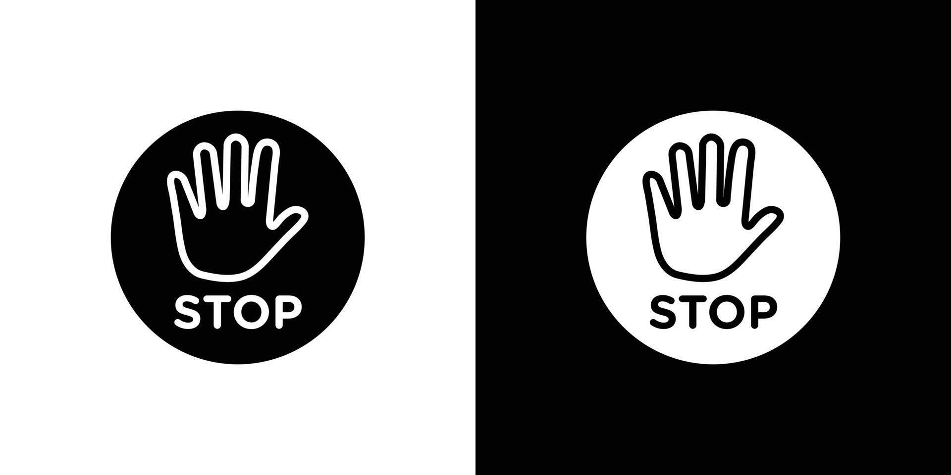 Stop sign with hand icon Isolated flat in outline vector