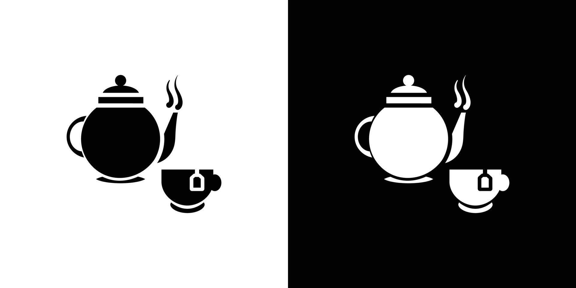 Teapot with teabag on cup icon Isolated flat in outline vector