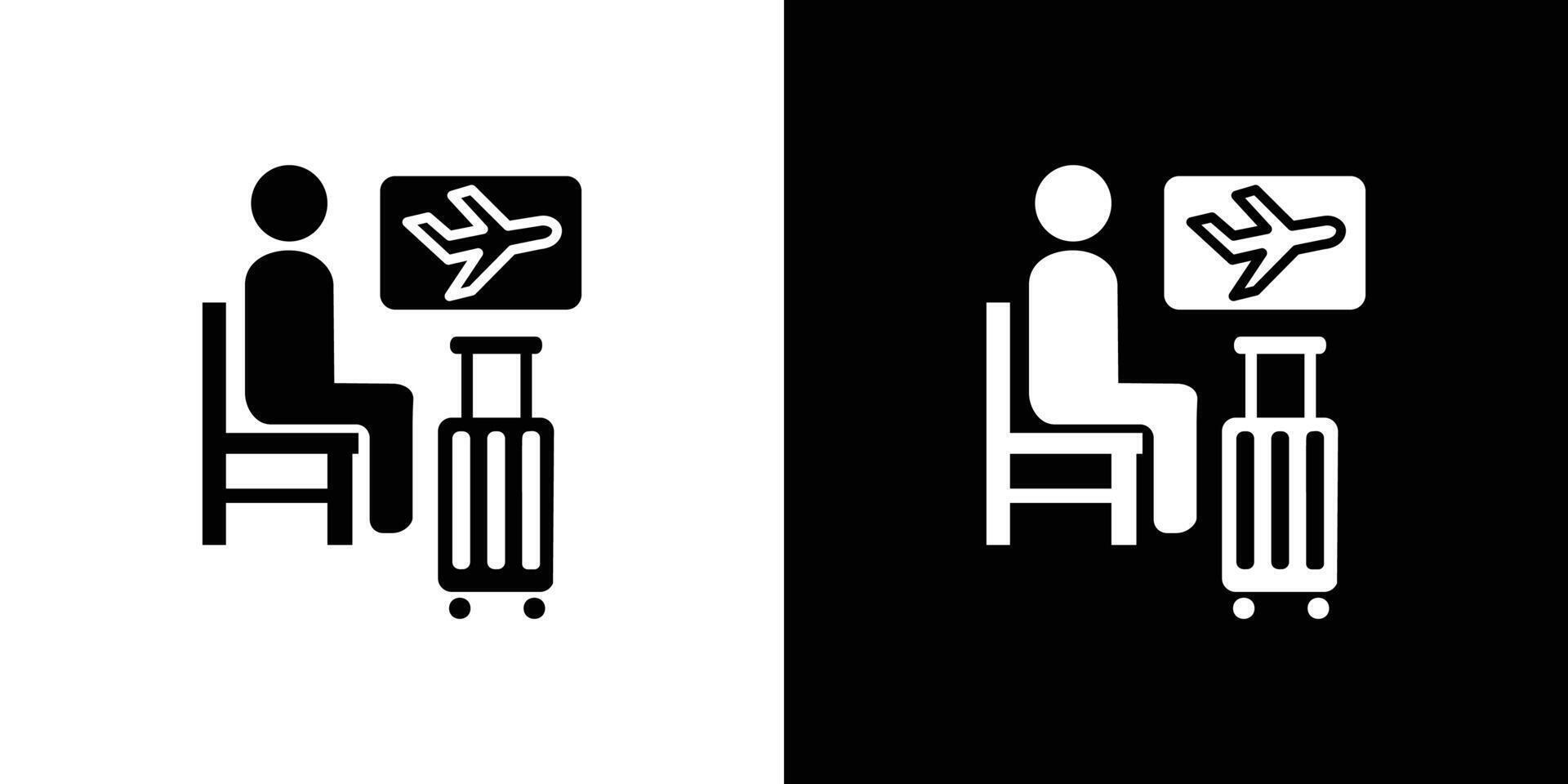 Traveler sitting in the airport lounge icon Isolated flat in outline vector