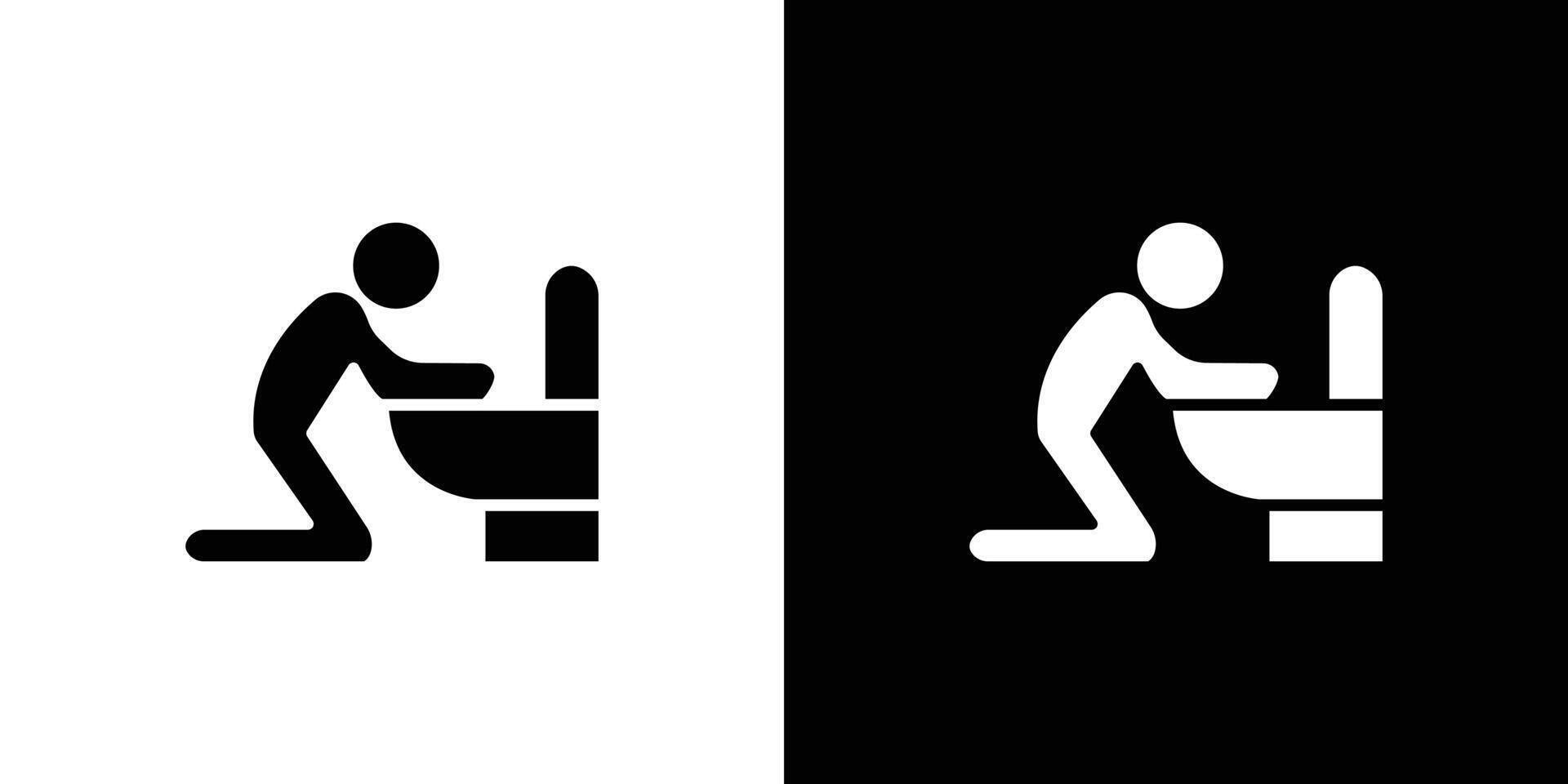 vomiting in bathroom icon Isolated flat in outline vector