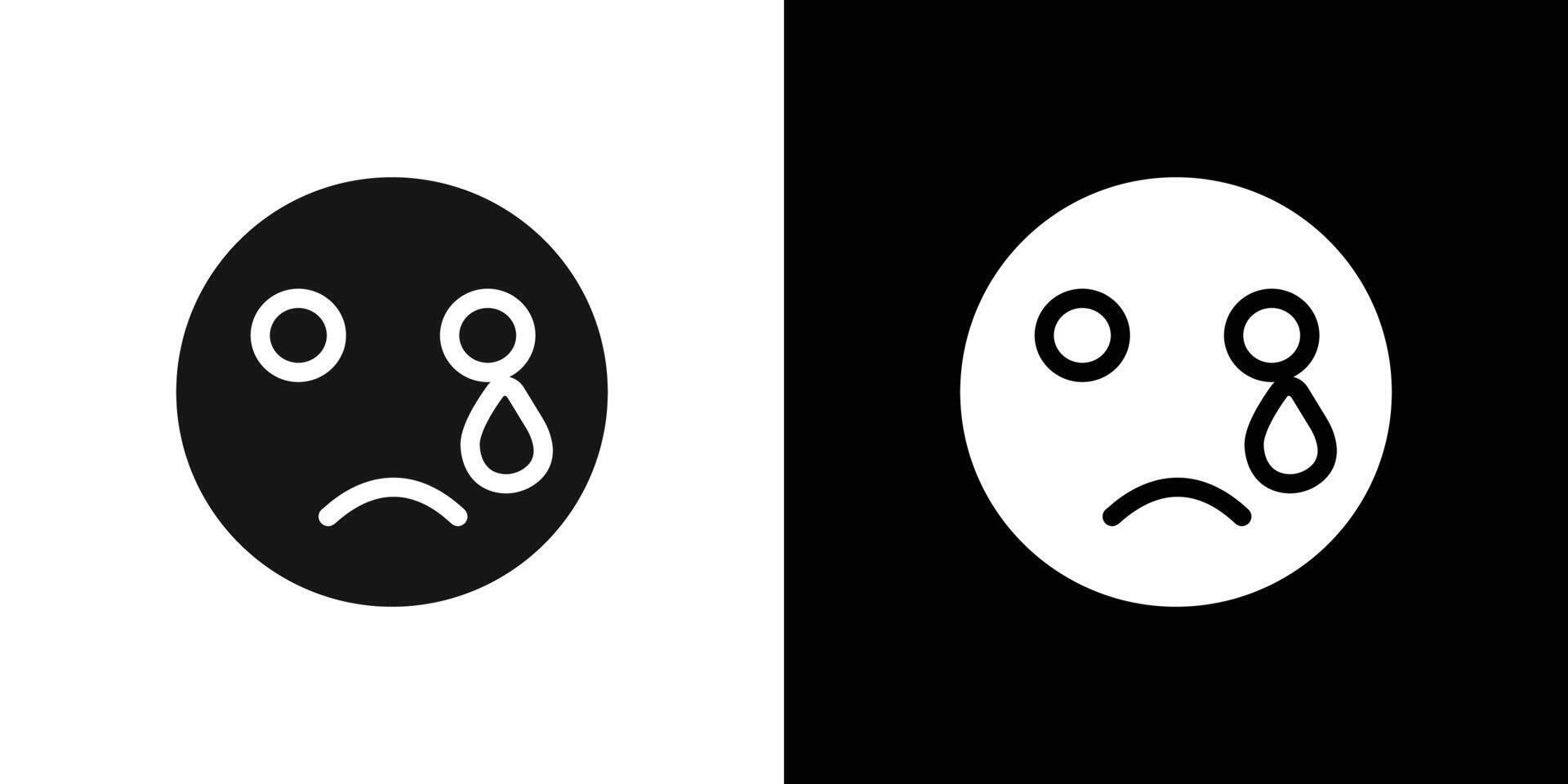 Crying icon Flat line illustration vector
