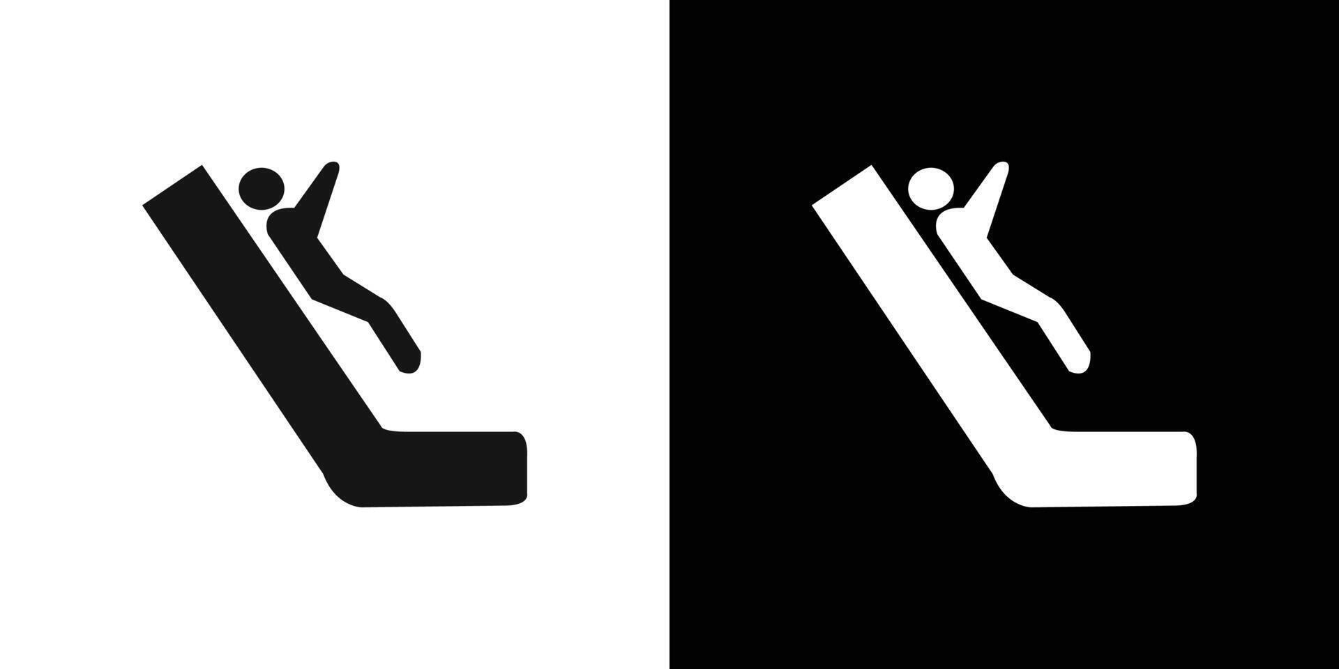 Man slide on slope icon Flat line illustration vector