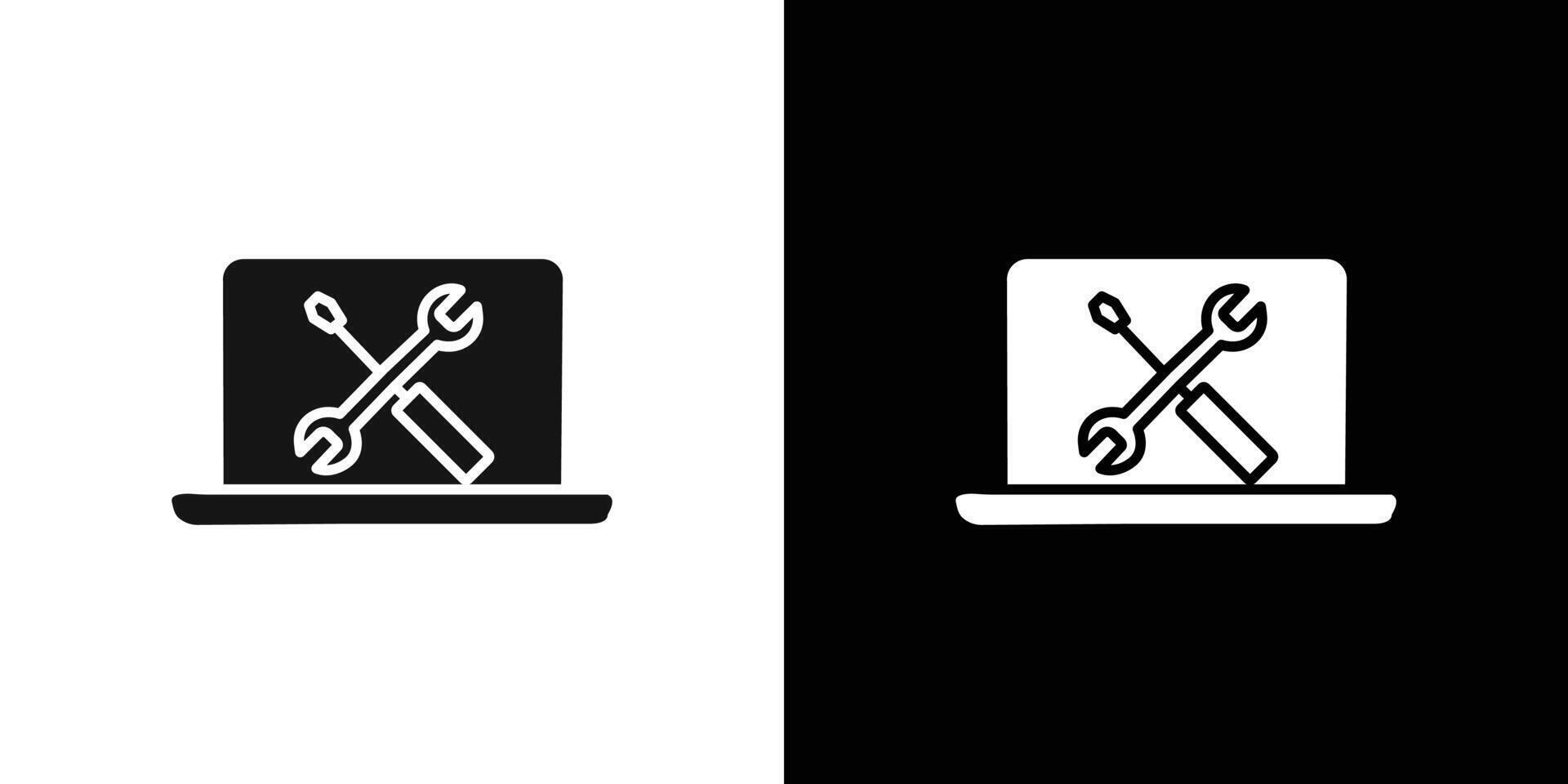 Repairing laptop icon Flat line illustration vector