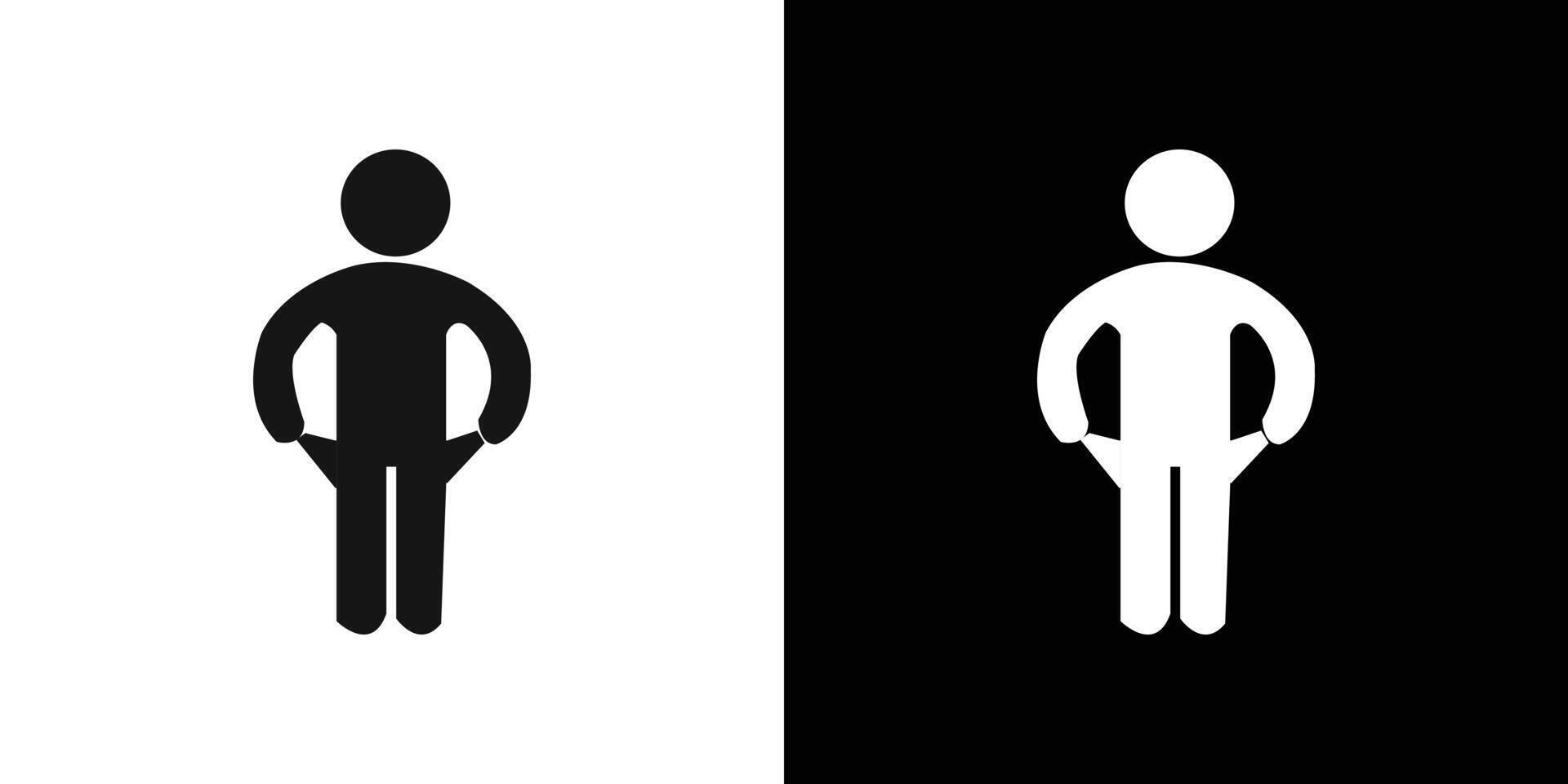 poor person empty pockets icon Flat line illustration vector