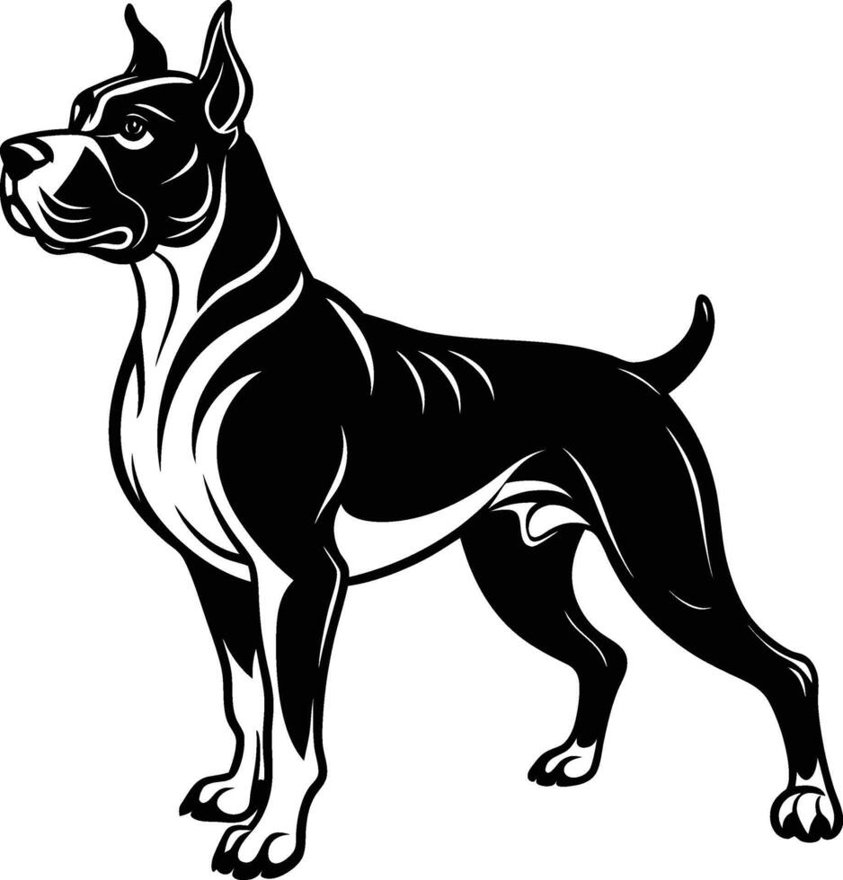 A black and white dog standing on a white background vector