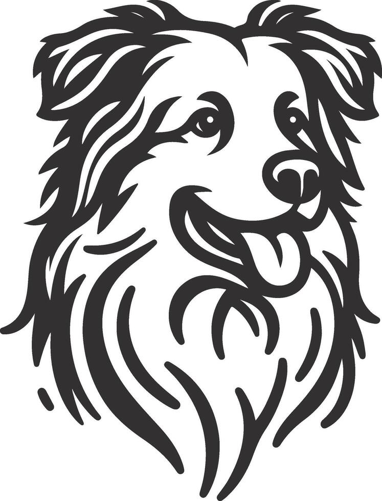 A black and white drawing of a dog's head vector