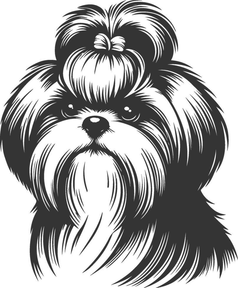 Shih Tzu poses Very cute silhouette Dog Design vector