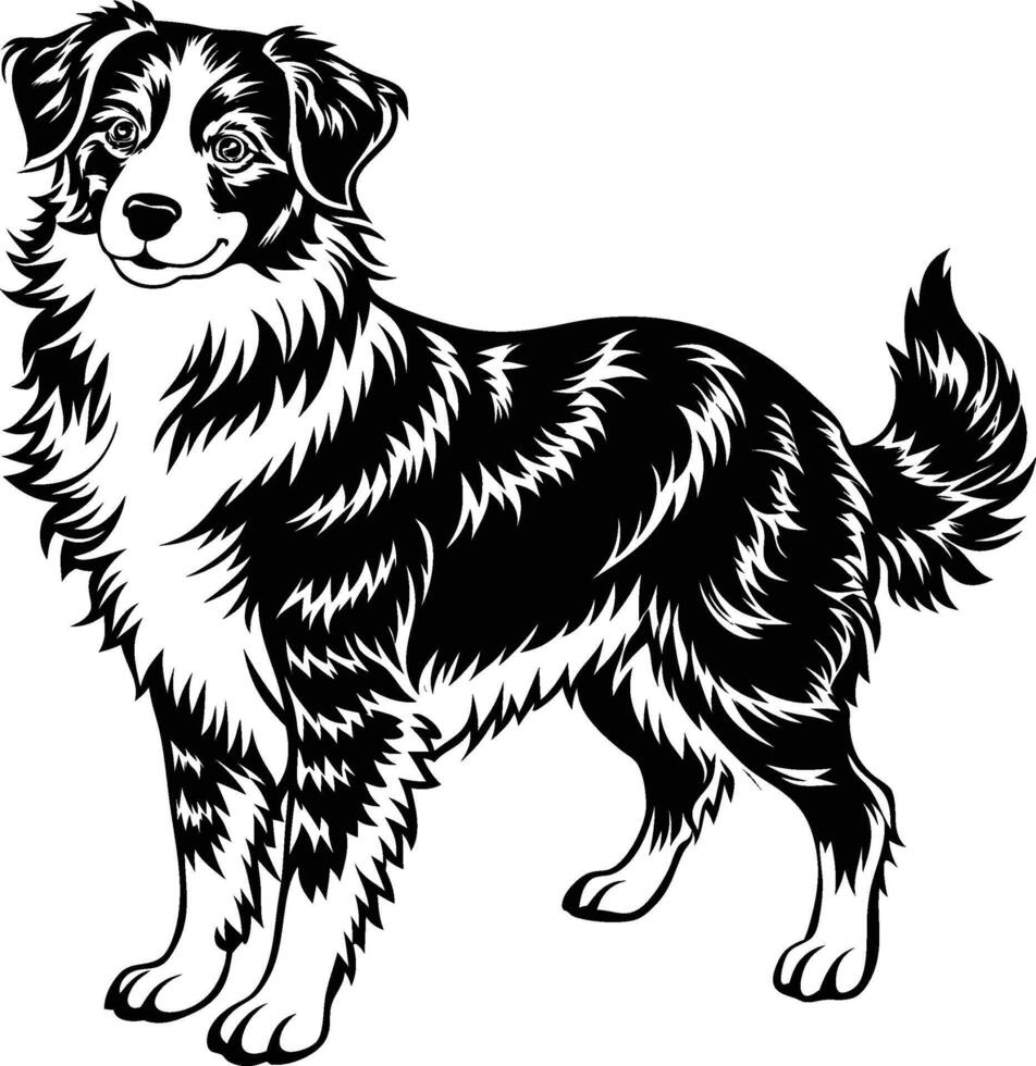 A black and white drawing of a dog vector