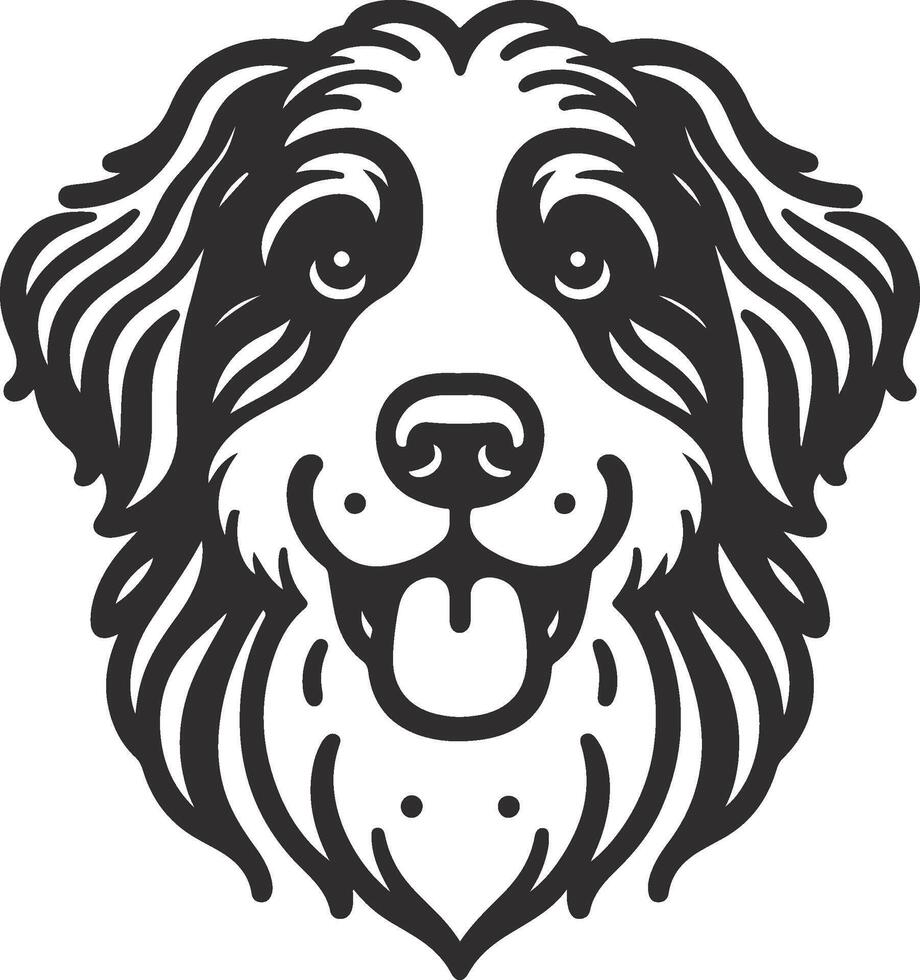 A black and white drawing of a dog's head vector