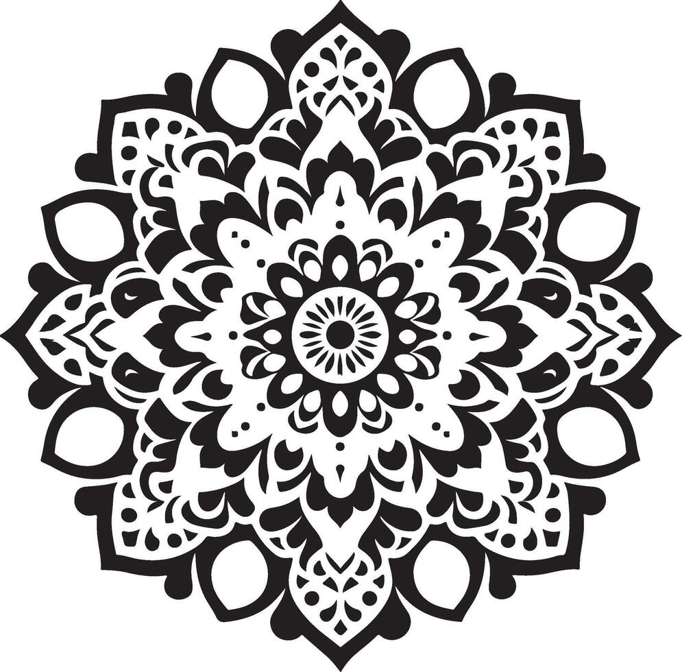A black and white mandala design vector