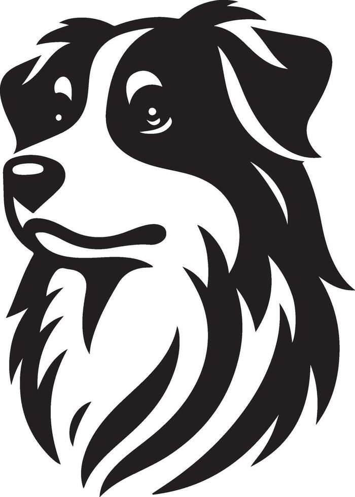 A black and white dog head on a white background vector