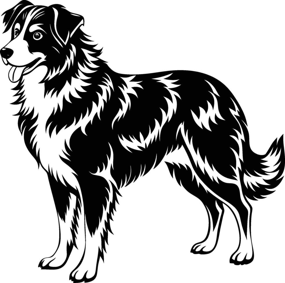 A black and white drawing of a dog vector