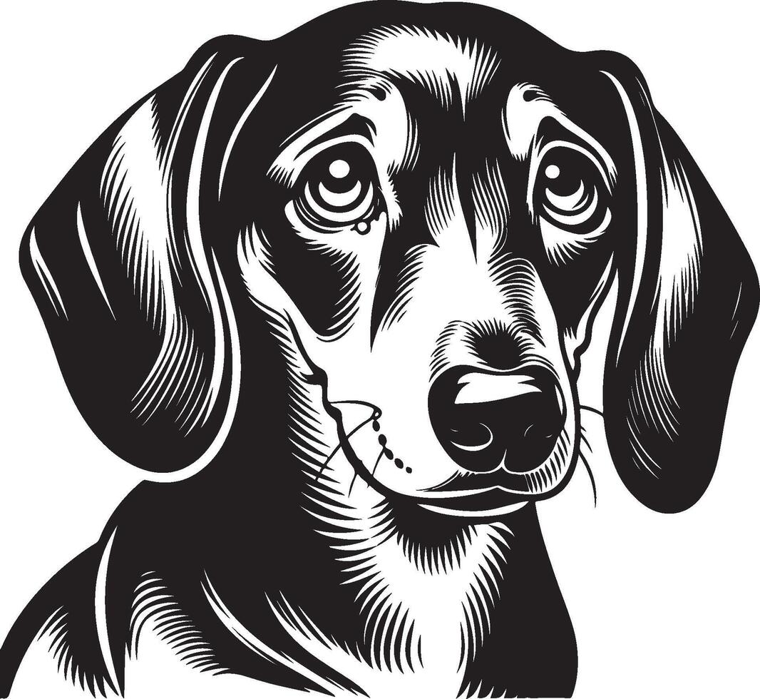 A black and white drawing of a dachshund dog vector