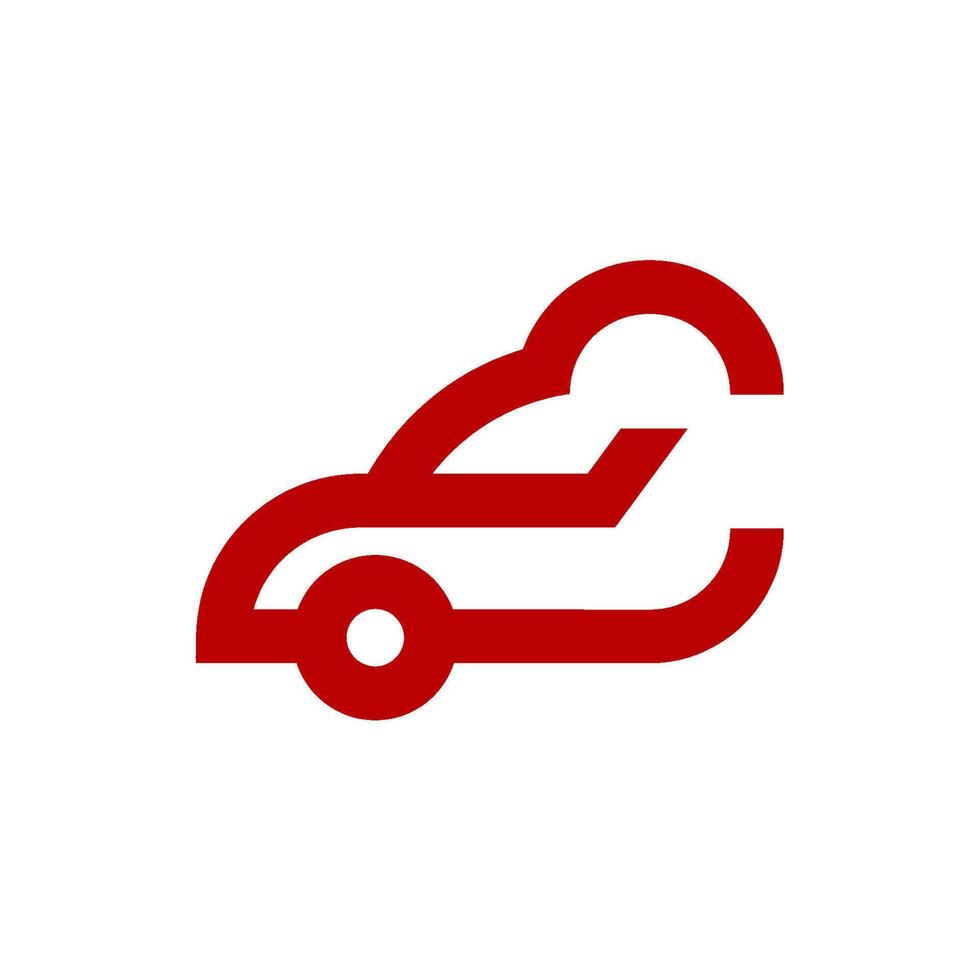a red car icon with a cloud on it vector