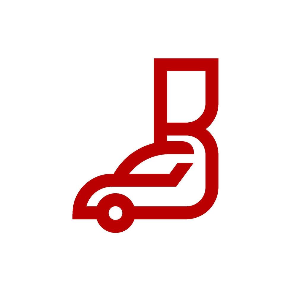 a red car combination with a letter b on white background vector
