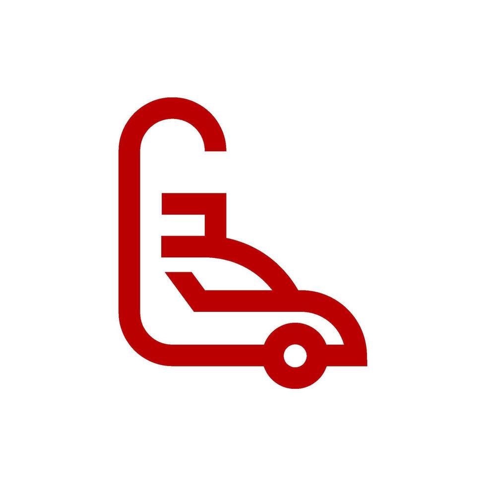 a red car icon with a red line vector