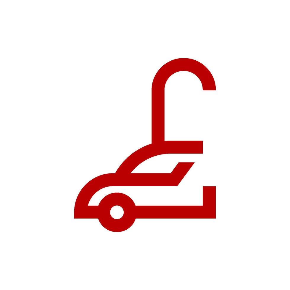 car lock icon, red, isolated on white background vector