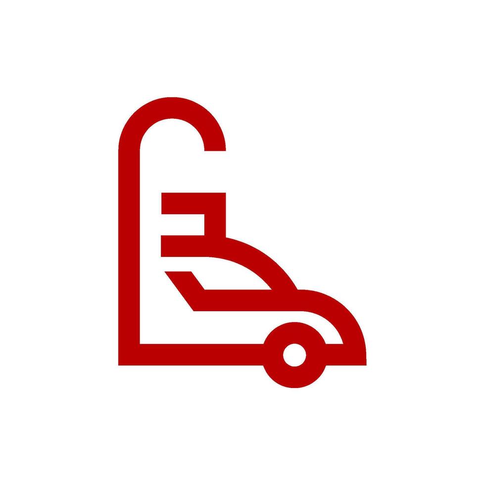a red car icon with a red line vector