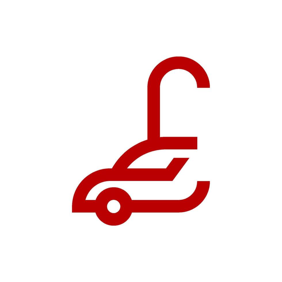 car lock icon, red, isolated on white background vector