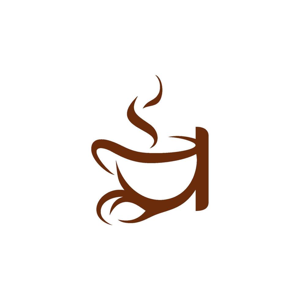 a cup of coffee is shown in a brown and white logo look like a letter a vector