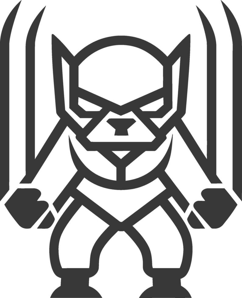 A stylized warrior figure with claws holding two long swords vector