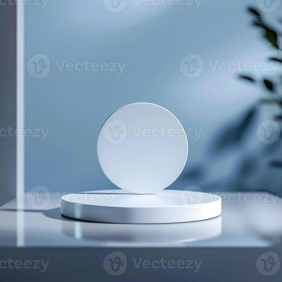 A white object on a table with a plant in the background photo