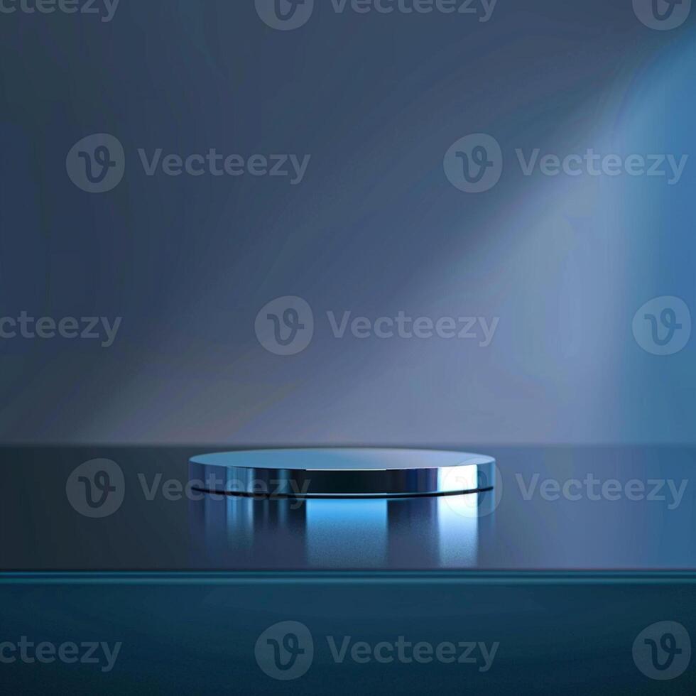 A blue object on a table in front of a blue background photo