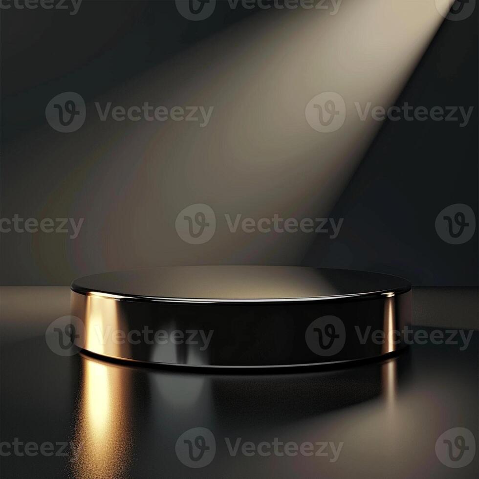 A black round table with a spotlight shining on it photo