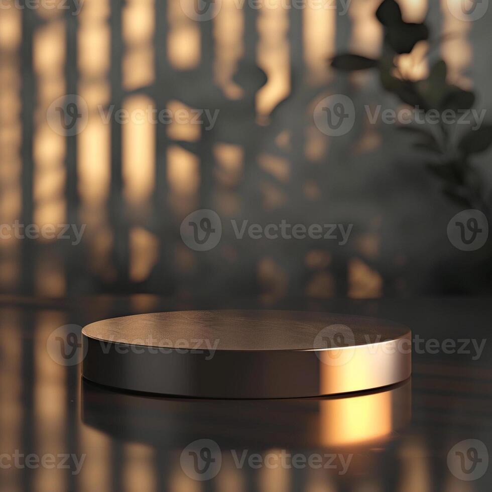 A round object on a table with a wooden background photo