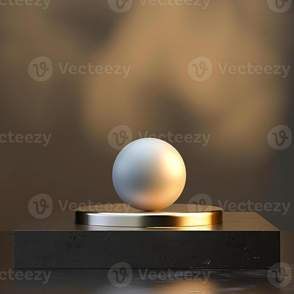A white ball on top of a black stand photo