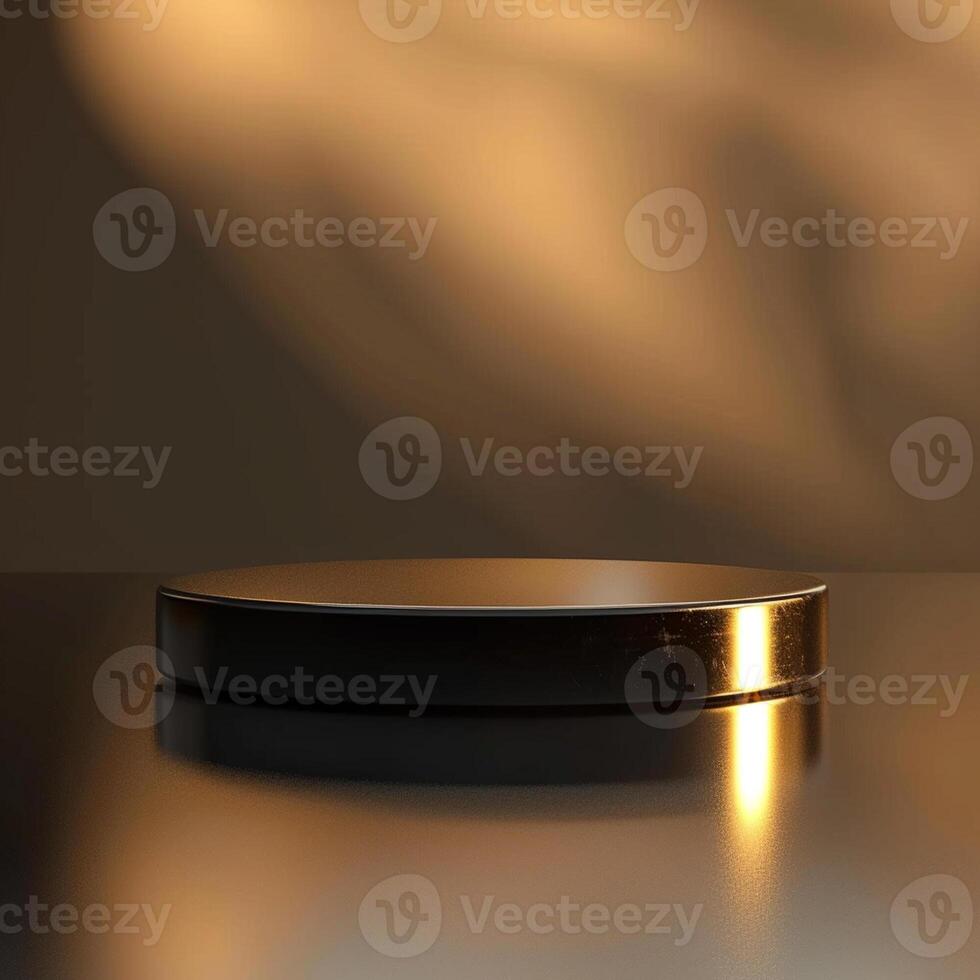 A black and gold object sitting on a table photo