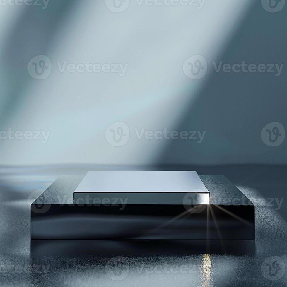 A square object on a table with a light shining on it photo
