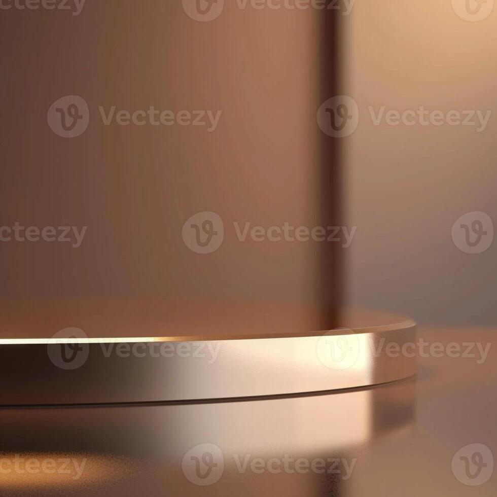 A golden table with a light shining on it photo