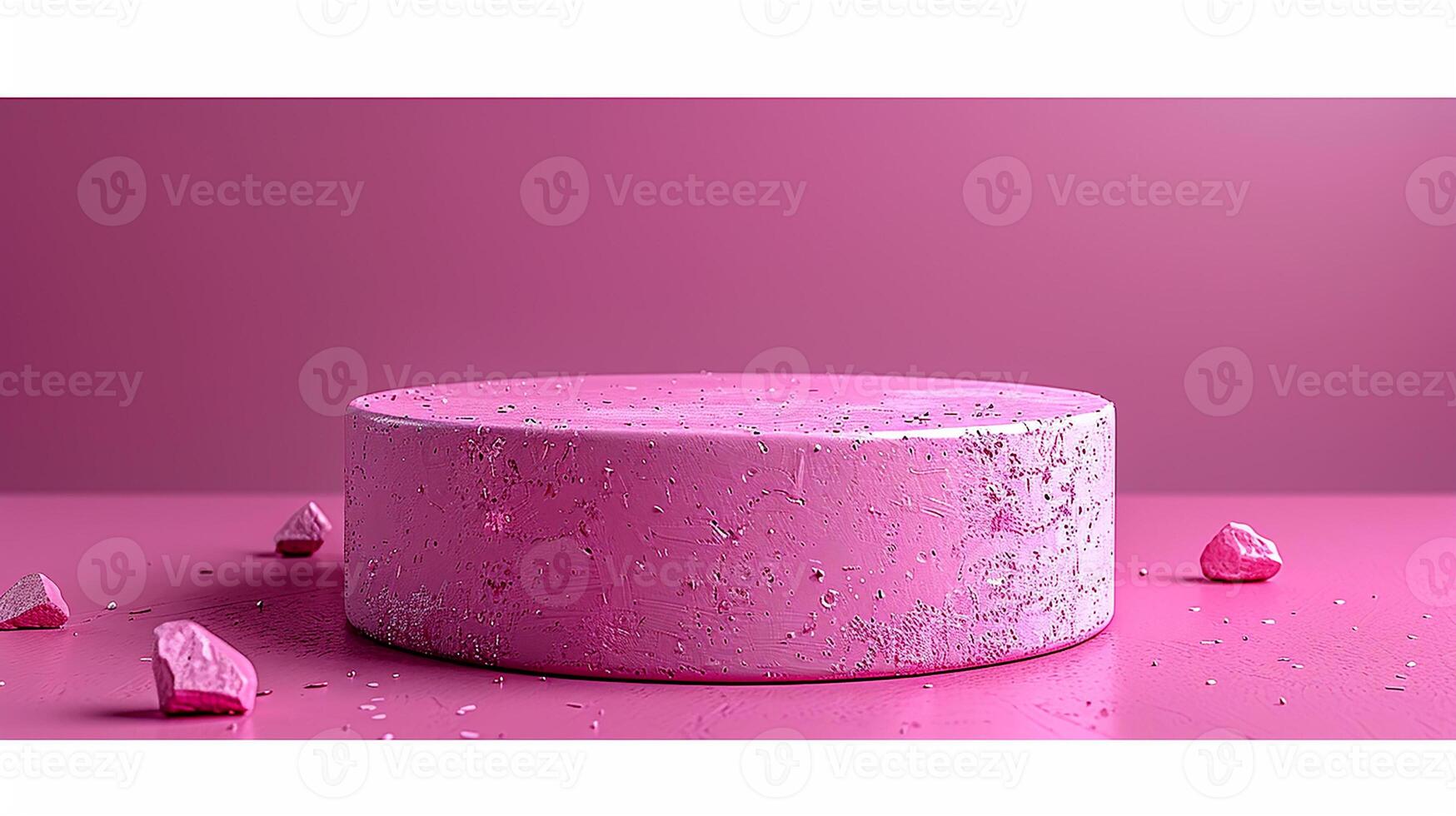 A pink cake with pink frosting on a table photo