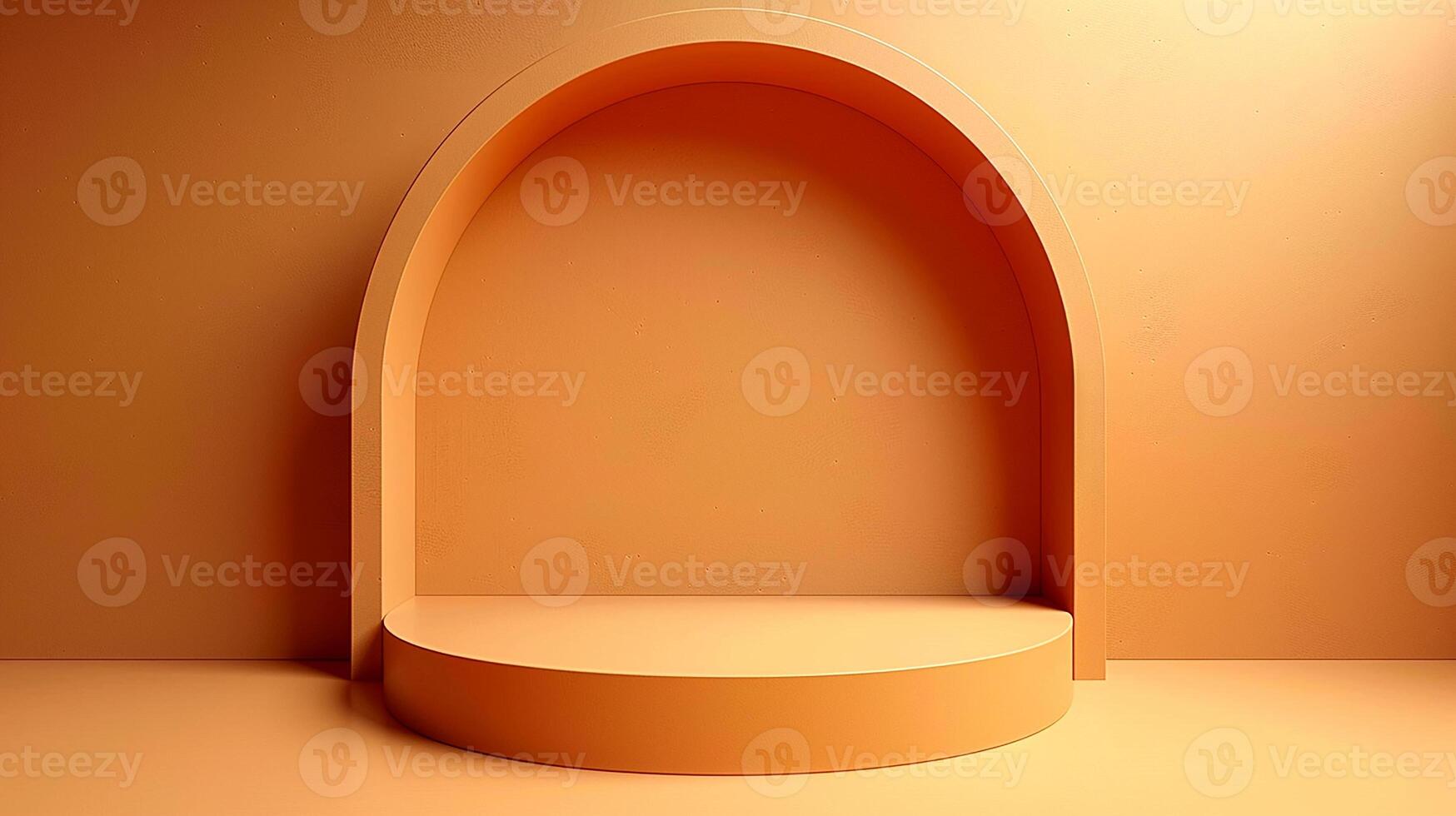 An empty room with a curved archway photo