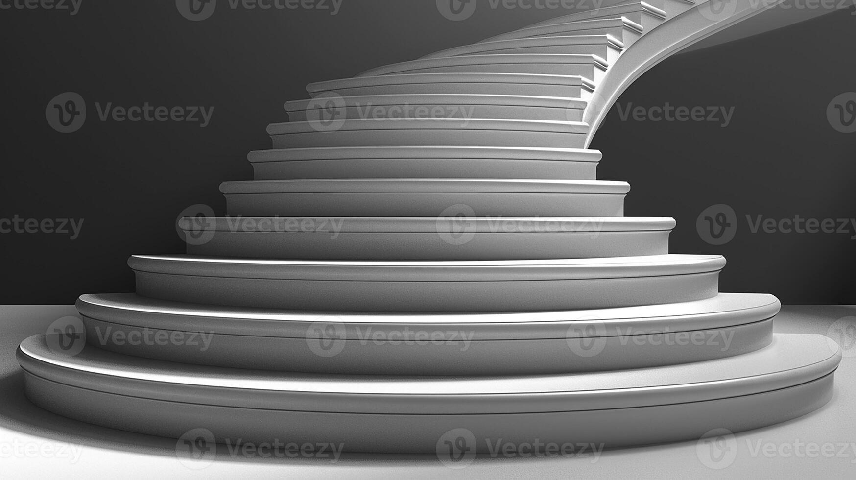 3d rendering of a staircase with a light coming from the top photo