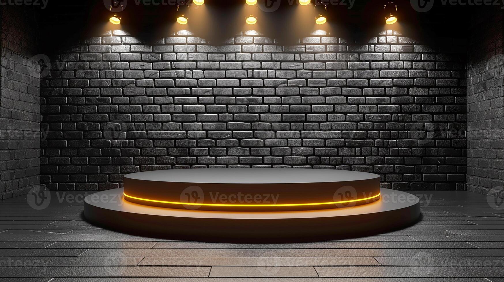 An empty stage with lights on it photo
