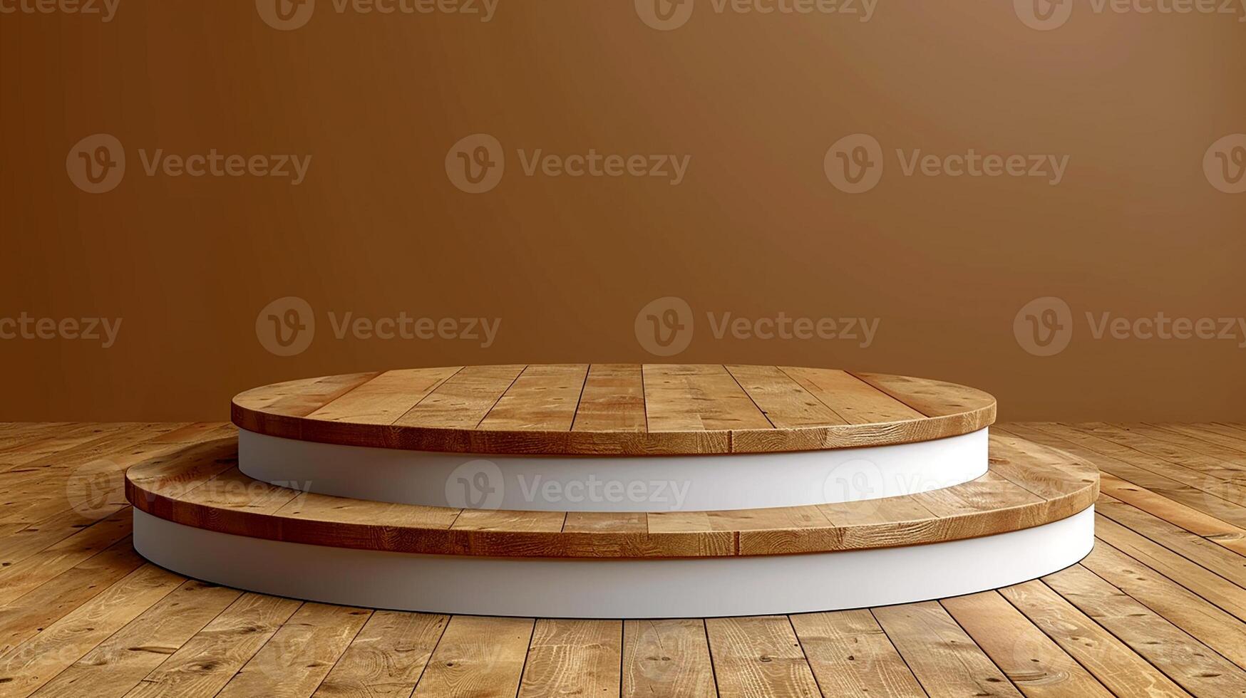 A wooden podium on a wooden floor photo