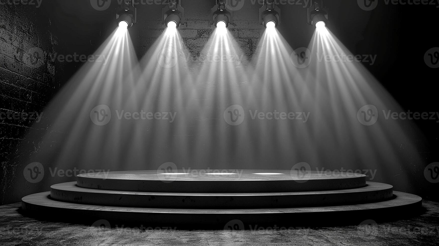 Stage with spotlight and stage lights photo