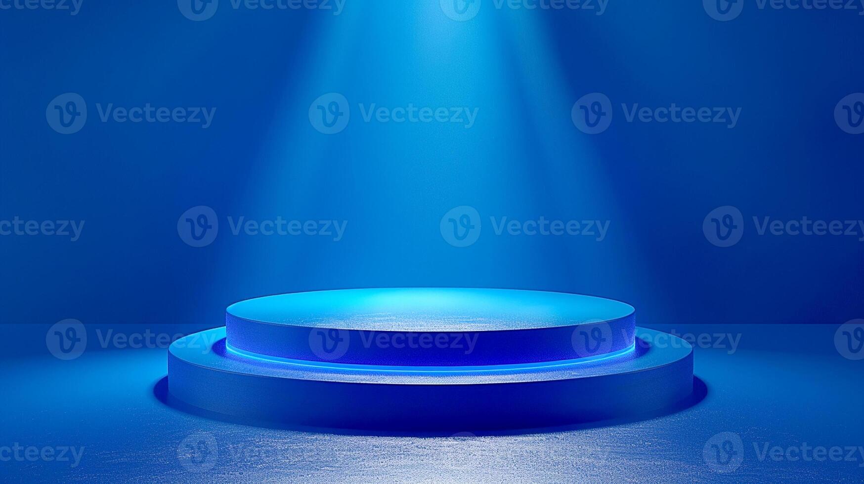 A podium with blue lights on it in front of a blue background photo