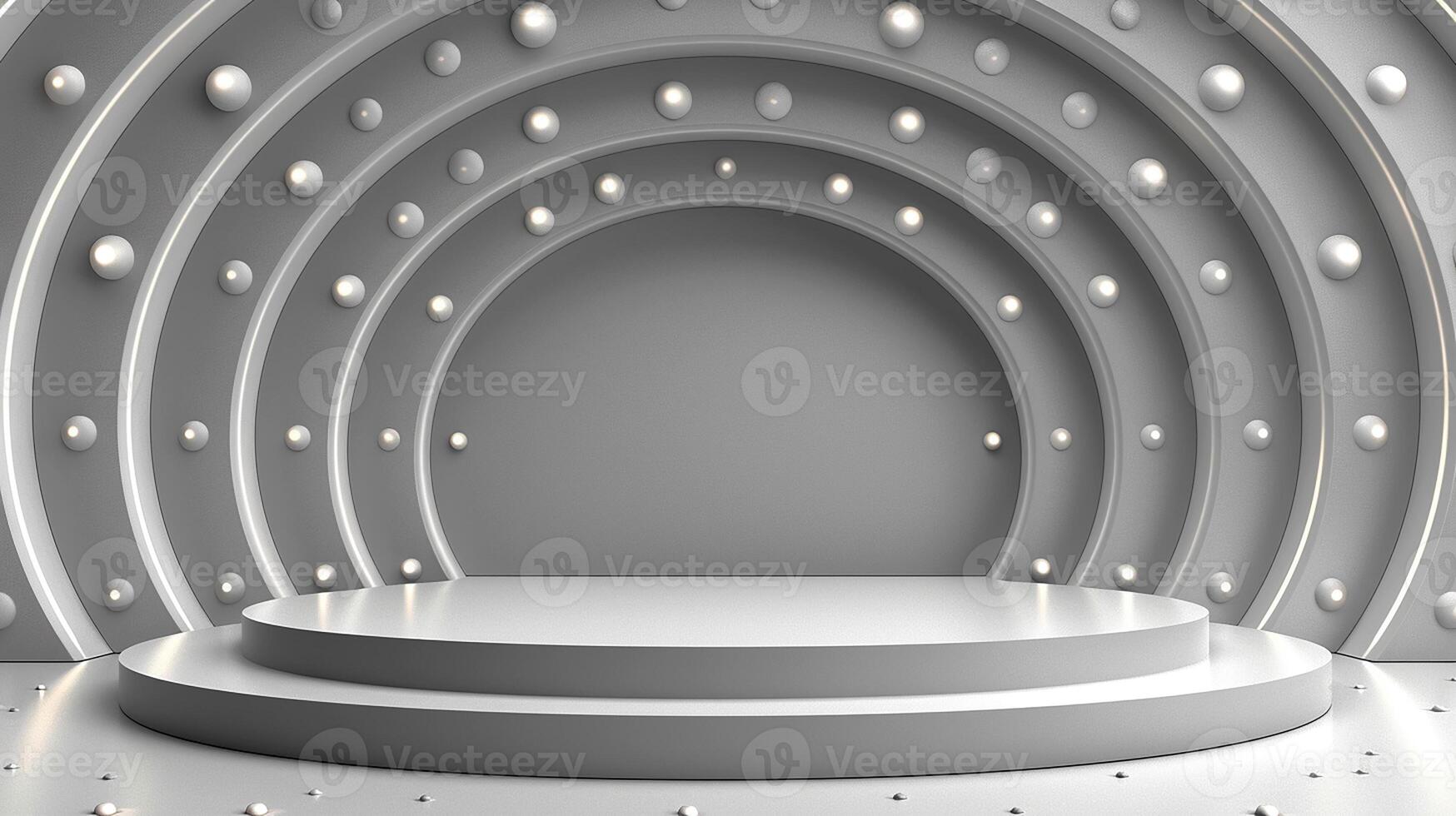 An empty stage with a podium in front of it photo