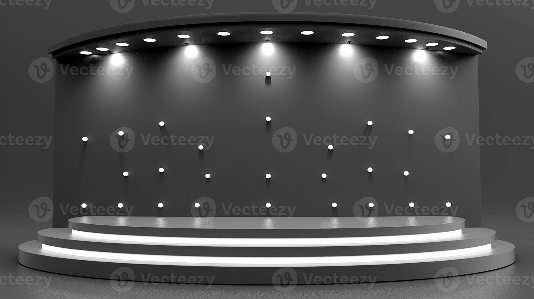 3d render of a stage with lights photo