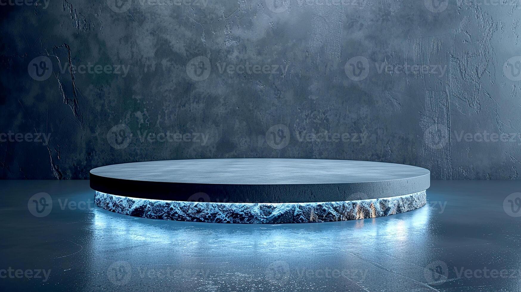 A round table with a blue light on it photo